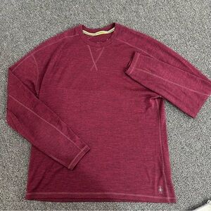 Smartwool Unisex Crew Neck Thermal Size Medium, Maroon Merino Wool